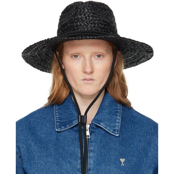 rag & bone Black Braided Straw Panama Hat size M $198 - Picture 3 of 12